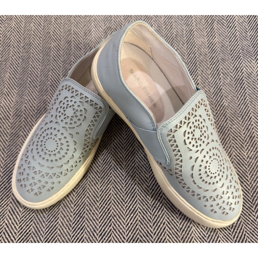 Marc Fisher Light Blue Laser Cut Slip-On Sneakers Womens Size 6 Faux Leather Upp